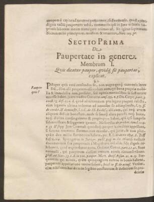 Membrum I. Quis dicatur pauper, quisque sit paupertas, explicat.