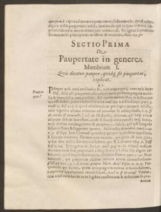 Membrum I. Quis dicatur pauper, quisque sit paupertas, explicat.