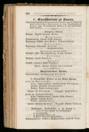 C. Consistorium zu Hanau.