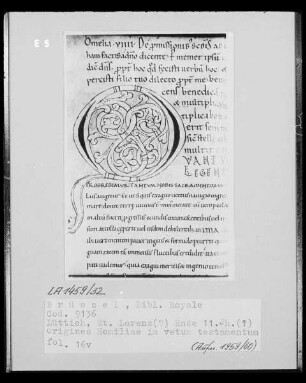 Ms 9136, Origines Homiliae in vetus testamentum, fol. 16v: Initiale