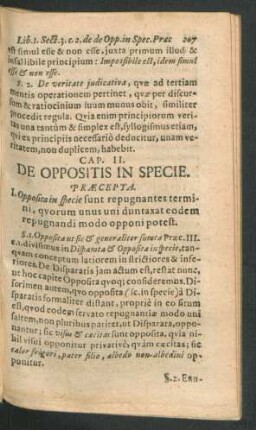 Cap. II. De Oppositis In Specie.