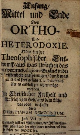 Anfang Mittel und Ende der Ortho- und Heterodoxie ...