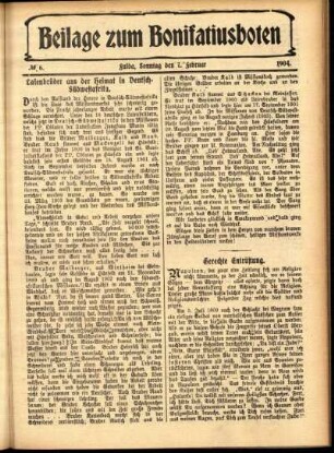Zweite Ausgabe vom Sonntag, den 07. Februar 1904.