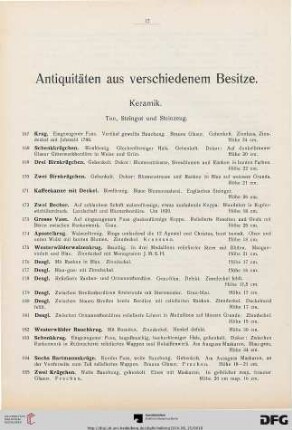 Antiquitäten aus verschiedenem Besitze (Nr. 167-315)