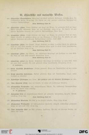 III. Chinesische und malansche Waffen (Nr. 566-580)