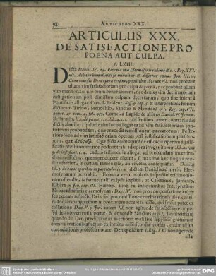 Articulus XXX. De Satisfactione Pro Poena Aut Culpa