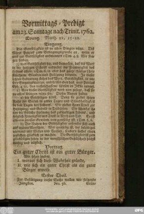 [No. 56.] Vormittags-Predigt am 23. Sonntage nach Trinit. 1762. Evang. Matth. 22, 15 - 22.