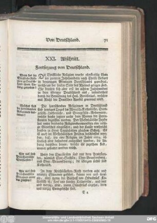 XXI. Abschnitt. Fortsetzung von Deutschland.