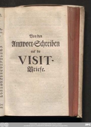 Von den Antwort-Schreiben auf die Visit-Briefe.