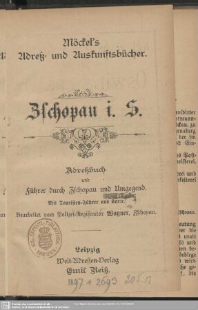 1897: Zschopau i. S. : Adreßbuch und Führer durch Zschopau und Umgegend