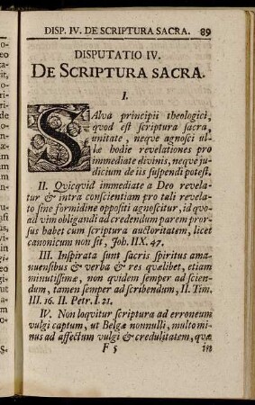 Disputatio IV. De Scriptura Sacra