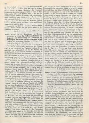 37-38 [Rezension] Völker, Walther, Das Vollkommenheitsideal des Origenes
