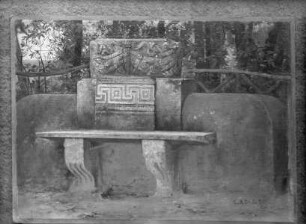 Bank im Garten der Villa Borghese in Rom