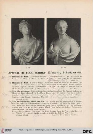 Arbeiten in Stein, Marmor, Elfenbein, Schildplatt, etc. (Nr. 360-382)
