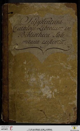 Supplementum Catalogi Librorum in Bibliotheca Salemitani existentium