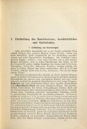 Handbuch der Eisenhüttenkunde : für den Gebrauch im Betriebe wie zur Benutzung beim Unterrichte bearbeitet. 1, Einführung in die Eisenhüttenkunde