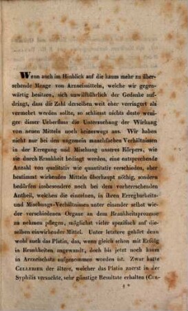 Über die Wirkung des Platins und seine Anwendung in Krankheiten