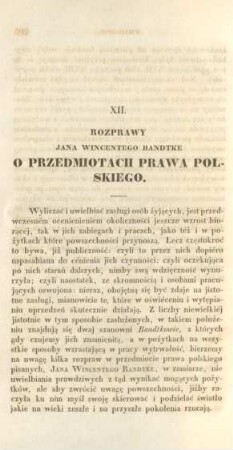 12. Rozprawy Jana Wincentego Bandtke O przedmiotach prawa polskiego