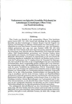 Vorkommen von Spirorbis (Annelida, Polychaeta) im Lettenkeuper (Unterkeuper, Obere Trias) von Nordwürttemberg