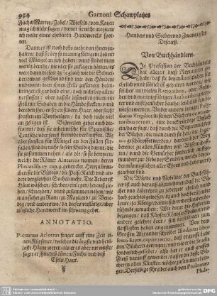 Hundert und Sieben und Zwantzigster Discurß. Von Buchhändlern.
