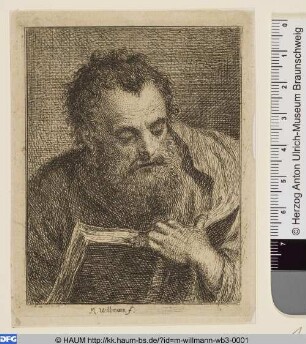[Bärtiger Mann, ein Buch lesend (Apostel?)]
