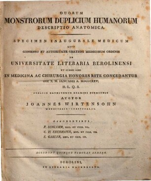 Duorum monstrorum duplicium humanorum descriptio anatomica