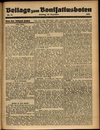 Zweite Ausgabe vom Sonntag, den 20. Dezember 1931.