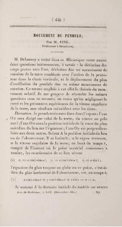 Mouvement du pendule.
