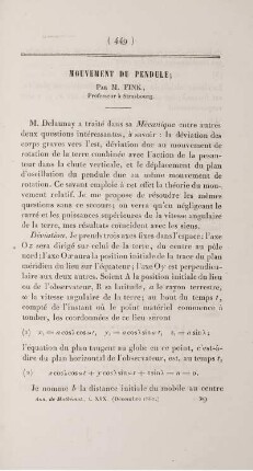 Mouvement du pendule.