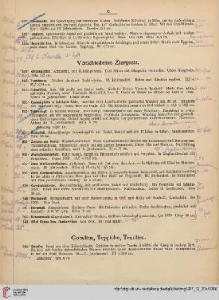 Gobelins, Teppiche, Textilien (Nr. 544-568a)