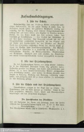 Aufnahmebedingungen