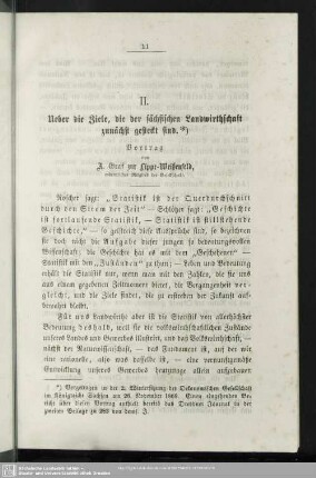 II. Ueber die Ziele, die der sächsischen Landwirthschaft zunächst gesteckt sind.