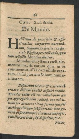 Cap. XII. & ult. De Mundo.