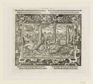 Barmherziger Samariter, aus: "Biblische Figuren deß Neuwen Testaments", Frankfurt am Main 1562, S. h1 verso