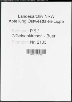 Sterberegister Standesamt Gelsenkirchen-Buer