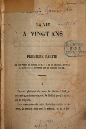 La vie à vingt ans