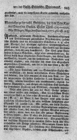 Materialien zu der Russischen Geschichte seit dem Tode Kaisers Peters des Großen. T.1.