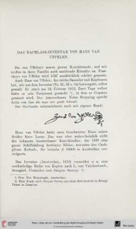 Das Nachlass-Inventar von Hans van Uffelen