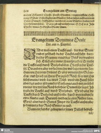 Evangelium Dominica Oculi, Luc. am 11. Capitul