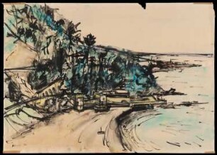 Aquarell des Künstlers Walter Hennig, Titel: Südlicher Hafen, 1957
