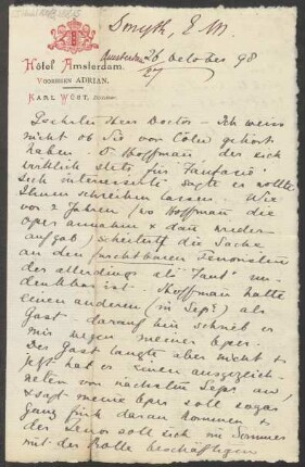 Brief an B. Schott's Söhne : 26.10.1898