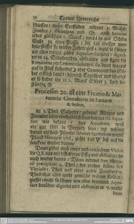 Processus 20. ist eine Fixatio & Maturatio Cinnabaris in Lunam & Solem