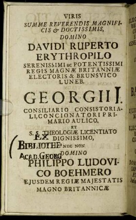Viris Summe Reverendis Magnificis & Doctissimis, Domino Davidi Ruperto Erythropilo ...