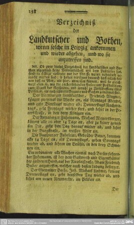Verzeichniß der Landkutscher und Bothen