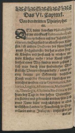 Das VI. Capittel. Von den dritten Philosopho