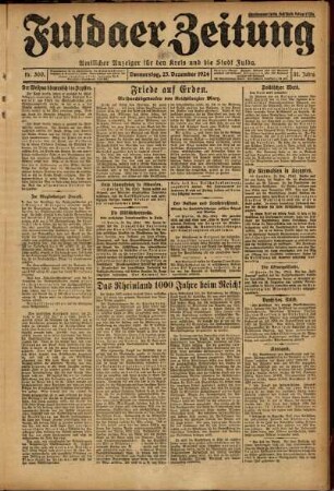 Erste Ausgabe vom Donnerstag, den 25. Dezember 1924.
