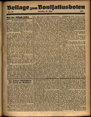 Zweite Ausgabe vom Sonntag, den 28. Juni 1931.