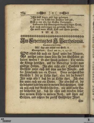 Am Feyertag des H. Bartholomäi.