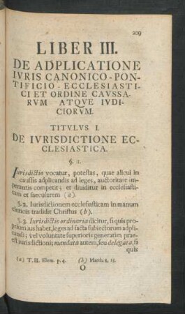 Liber III. De Adplicatione Iuris Canonico-Pontificio-Ecclesiastici Et Ordine Caussarum Atque Iudiciorum