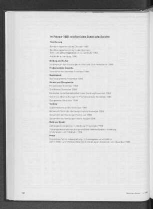 Im Februar 1985 veröffentlichte Statistische Berichte
